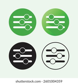 Circular icons representing sliders for adjustments and settings