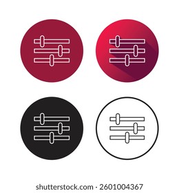 Circular icons representing sliders for adjustments and settings