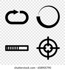 Circular icons set. set of 4 circular filled icons such as reload replay, sniper target