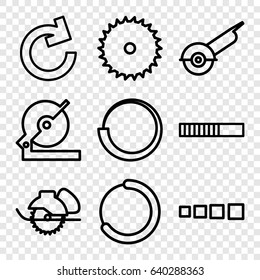 Circular icons set. set of 9 circular outline icons such as blade saw, circular saw, electric saw, reload