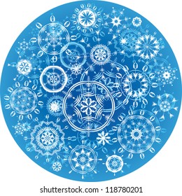 Circular illustration with beautiful snowflakes.