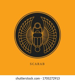 Circular illustration of the Egyptian scarab beetle, personifying the god Khepri.