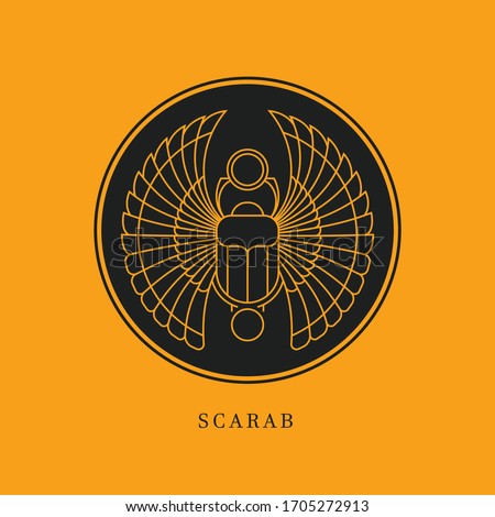 Circular illustration of the Egyptian scarab beetle, personifying the god Khepri.