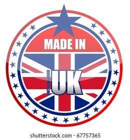 Circular illustration made in uk stamp isolated over a white background.