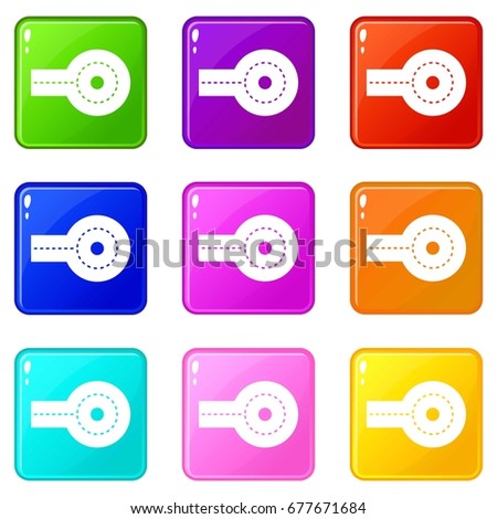 Circular impasse icons of 9 color set isolated vector illustration