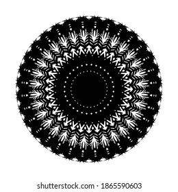 Circular Indian ornament. Black sun. Sacred geometry. Ethnic tribal tattoo. Vector illustration.