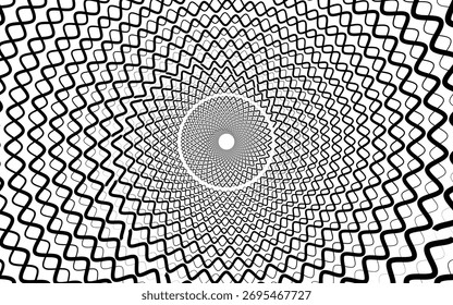Kreisförmiger, unendlicher Tunnelhintergrund. 2D-Computer-Rendering-Design