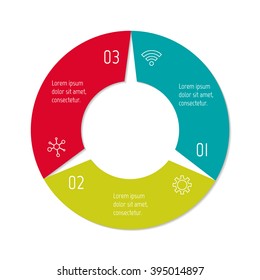 Circular infographic banner with 3 options. Number banner template for diagram, presentation or chart. Progress steps for tutorial. Business concept sequence banner.