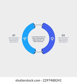 Circular infographic blue color scheme for two segment visualization