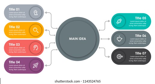 Circular Infographic design with icons and 7 options or steps. Infographics for business concept. Can be used for presentations banner, workflow layout, process diagram, flow chart, info graph