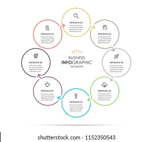 Circular Infographic Design With Icons And 8 Options Or Steps. Infographics For Business Concept. Can Be Used For Presentations Banner, Workflow Layout, Process Diagram, Flow Chart, Info Graph