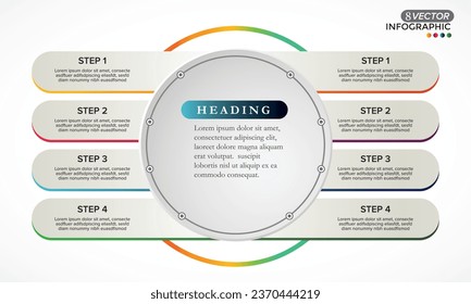 Circular Infographic design template with 8 options or steps. Business concept. Can be used for  presentations, Banner, Process workflow layout, leaflet, Process flow chart, Vector Illustrations.