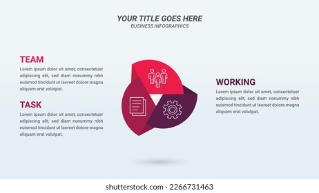 Circular Infographic Design Template and Business Icon with Three Options or Steps. Circle Infographic with 3 Options for Presentations, Finance Reports, Web Design, and Yearly Reports.