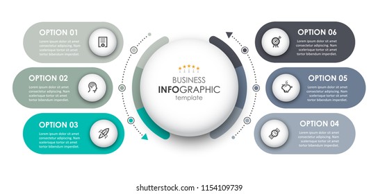 Circular Infographic design template with icons and 6 options or steps. Business concept. Can be used for process diagram, presentations, workflow layout, banner, flow chart, info graph. Circular Infographic design template with icons and 6 options or steps. Business concept. Can be used for process diagram, presentations, workflow layout, banner, flow chart, info graph.