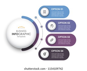 Circular Infographic design template with icons and 4 options or steps. Business concept.  Can be used for process diagram, presentations, workflow layout, banner, flow chart, info graph.