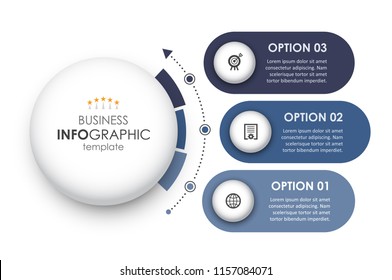 Circular Infographic Design Template With Icons And 3 Options Or Steps. Business Concept.  Can Be Used For Process Diagram, Presentations, Workflow Layout, Banner, Flow Chart, Info Graph.