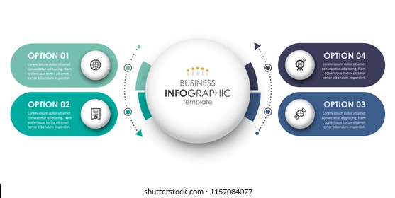 Circular Infographic design template with icons and 4 options or steps. Business concept.  Can be used for process diagram, presentations, workflow layout, banner, flow chart, info graph.