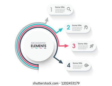 Circular Infographic design template with icons and 4 options or steps. Business concept.  Can be used for process diagram, presentations, workflow layout, banner, flow chart, info graph.