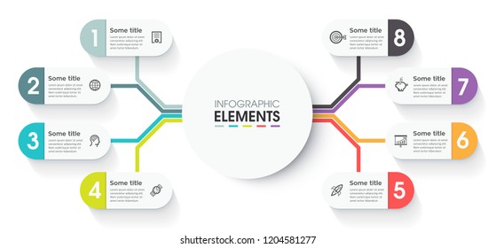 Circular Infographic design template with icons and 8 options or steps. Business concept.  Can be used for process diagram, presentations, workflow layout, banner, flow chart, info graph.