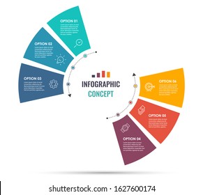 Circular Infographic design template with icons and 6 options or steps. Business concept.  Can be used for process diagram, presentations, workflow layout, banner, flow chart, info graph.