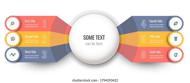 Circular Infographic design template with icons and 6 options or steps. Business concept.  Can be used for process diagram, presentations, workflow layout, banner, flow chart, info graph.