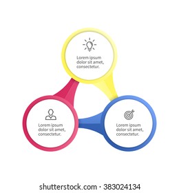 Circular infographic element. Sequence of elements. Business chart, graph, diagram with 3 steps, options, parts, processes. Vector template for presentation.