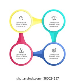 Circular infographic element. Sequence of elements. Business chart, graph, diagram with 4 steps, options, parts, processes. Vector template for presentation.