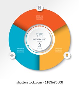 Circular Infographic Flow Chart. Process Diagram Circle With 3 Options, Parts, Segments. Vector Banner