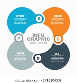 Circular infographic four labeled segments, ideal for presenting structured data concepts in visual format. Vector illustration.