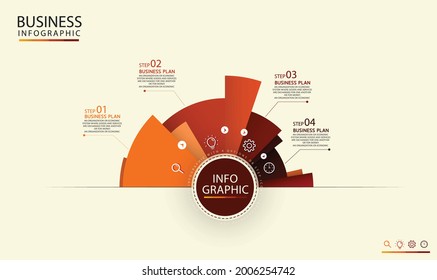 Circular infographic label template with 4 choice or step icons. infographics for business ideas It can be used for graphics, presentations, banners, education
