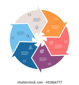 Circular infographic. Pie chart, diagram with 6 steps.