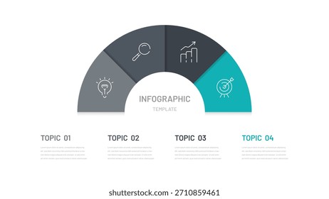 Infografía circular para una presentación con 4 etapas o puntos