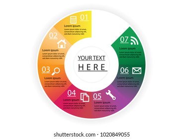 circular infographic with seven part in different color
