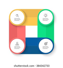 Circular infographic. Square diagram. Chart, diagram with 4 steps, options, parts, processes. Vector design element.