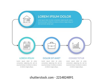 Circular infographic template with 3 elements, flowchart, vector eps10 illustration