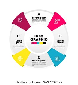 Circular Infographic Template 5 Step Process Visualization. vector eps