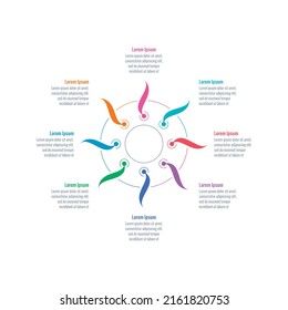 circular infographic template. eight step informational template. web, internet, magazine, business, annual report infographic template
