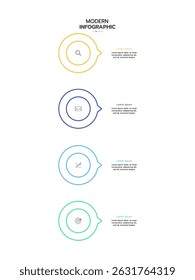 Circular infographic template featuring seven connected circular sections with a vibrant, gradient outline. Each section contains an icon and placeholder text. Vector illustration.