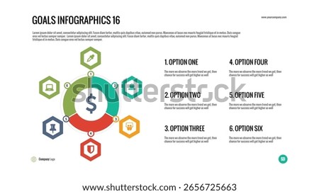 Circular Infographic Template: Ideal for presenting a central idea with multiple interconnected options or components in business or educational contexts