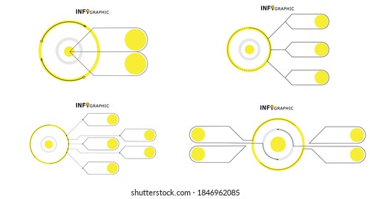 Circular Infographic Thin Line Design Template With Target Options Steps