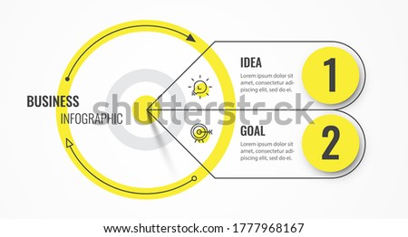 Circular Infographic thin line design template with target and 2 options or steps. Can be used for process diagram, presentations, workflow layout, banner, flow chart, info graph.