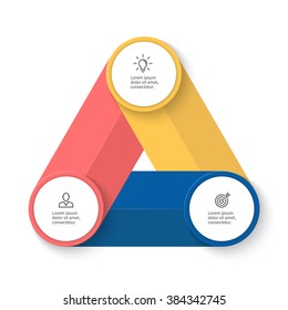 Circular infographic. Triangle diagram. Chart, diagram with 3 steps, options, parts, processes. Vector design element.