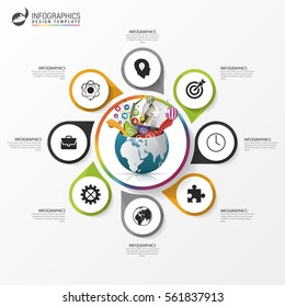 Circular Infographics. Business concept with creative world. Vector illustration