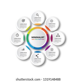 Circular infographics step by step with round elements. Simple 3d infographic vector design.