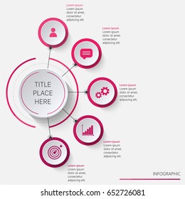 Circular Infographics Vertically Oriented In Pink Tones