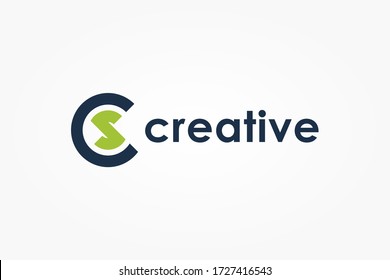 Circular Initial Letter C and S Logo. Blue Green Circle Shape isolated on White Background. Usable for Business and Technology Logos. Flat Vector Logo Design Template Element.