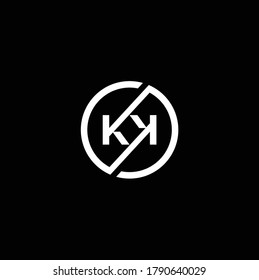 Circular Initial Letter K KK with mirror rotate circle line logo design