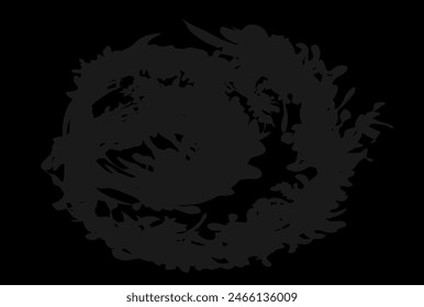 The circular ink splashes form a tornado