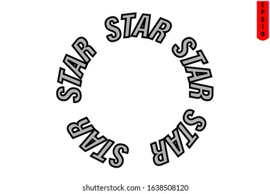 circular inscription star on a white background.