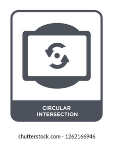 circular intersection icon vector on white background, circular intersection trendy filled icons from Traffic signs collection, circular intersection simple element illustration